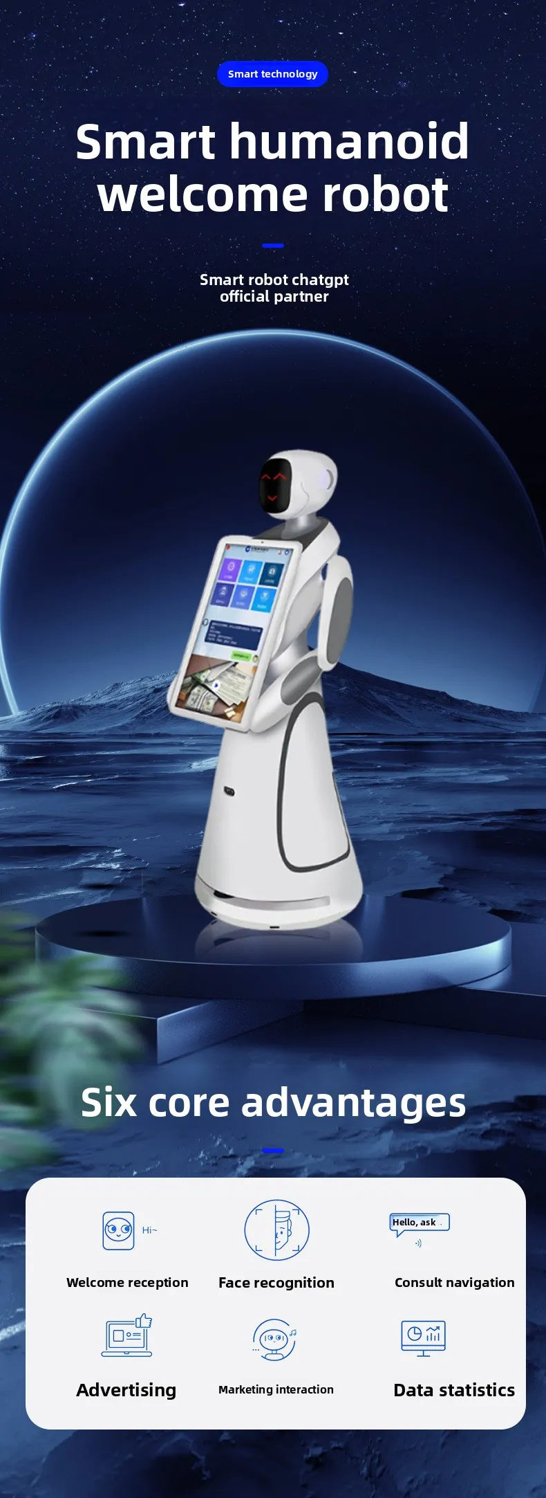Robot Penerima Sapaan Aktif dengan Interaksi Suara AgentOS Pengenalan Wajah - Robot Layanan Penjelasan Selamat Datang(Gambar1) Robot Penerima Sapaan Aktif dengan Interaksi Suara AgentOS Pengenalan Wajah - Robot Layanan Penjelasan Selamat Datang(Gambar1)