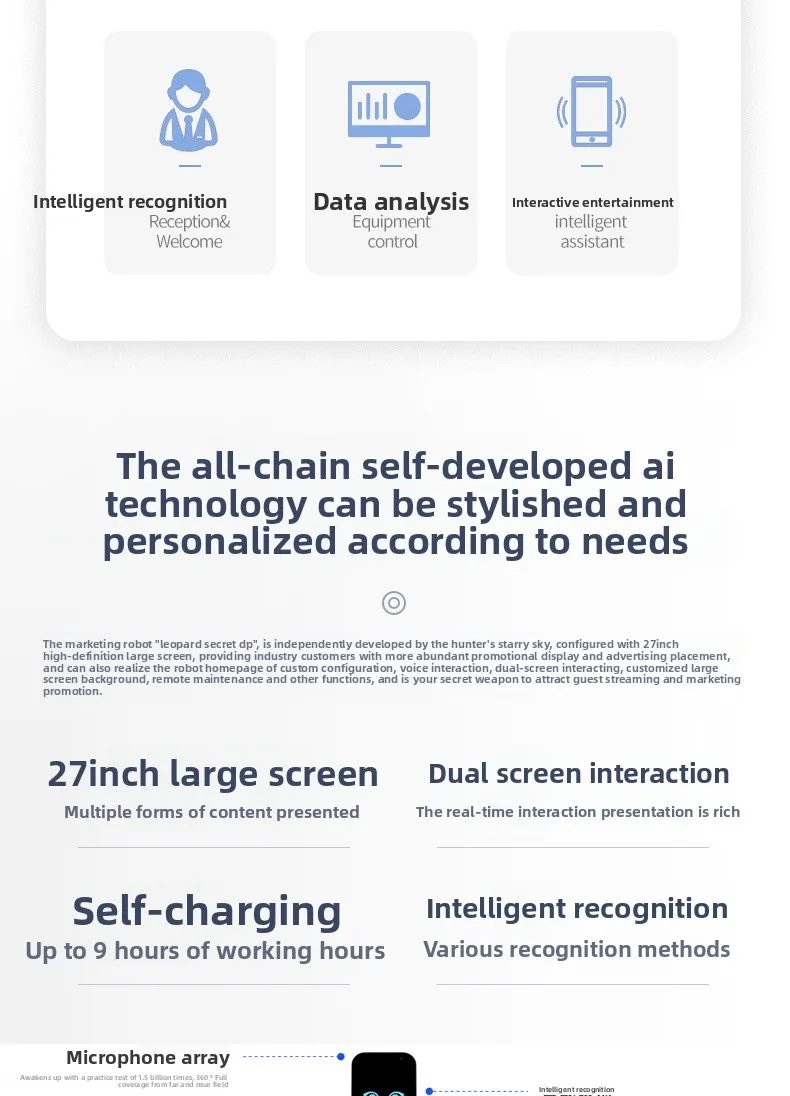 Robot inteligent de recepție versiunea DP Xiao Mi Leopard Welcome Service Ghid mobil pentru roboți de serviciu în săli de expoziție(Imagine1) Robot inteligent de recepție versiunea DP Xiao Mi Leopard Welcome Service Ghid mobil pentru roboți de serviciu în săli de expoziție(Imagine1)