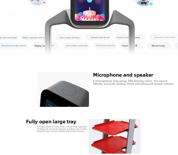 Robot Layanan Multifungsi Cerdas untuk Pengiriman Makanan & Hidangan di Hotel & Restoran, Penerimaan & Promosi, Penentuan Posisi(Gambar5) Intelligent Multi-Functional Service Robot for Food & Dish Delivery in Hotels & Restaurants Reception & Promotion Positioning(Image5)