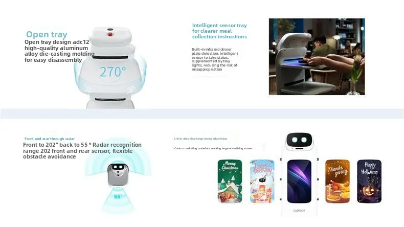 Robot Pengiriman Komersial Youbao dengan Sensor Sambutan dan Baki Makanan Pintar untuk Pemasaran dan Iklan(Gambar2)