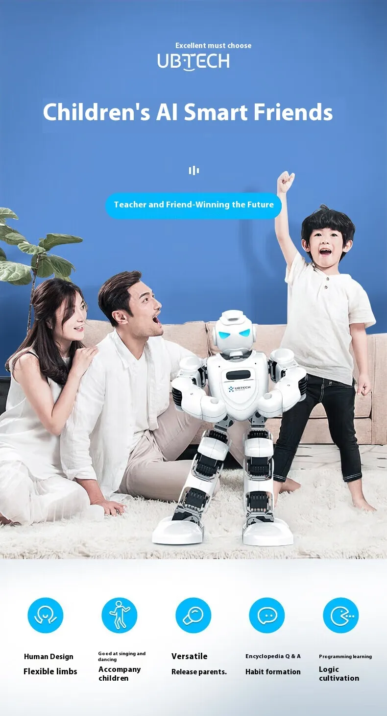 Robot Edukasi Anak Ubtech untuk Belajar Puzzle Cerdas Menyanyi Menari Mainan Cerita Hadiah Sempurna untuk Peralatan Layanan(Gambar3) Robot Edukasi Anak Ubtech untuk Belajar Puzzle Cerdas Menyanyi Menari Mainan Cerita Hadiah Sempurna untuk Peralatan Layanan(Gambar3)