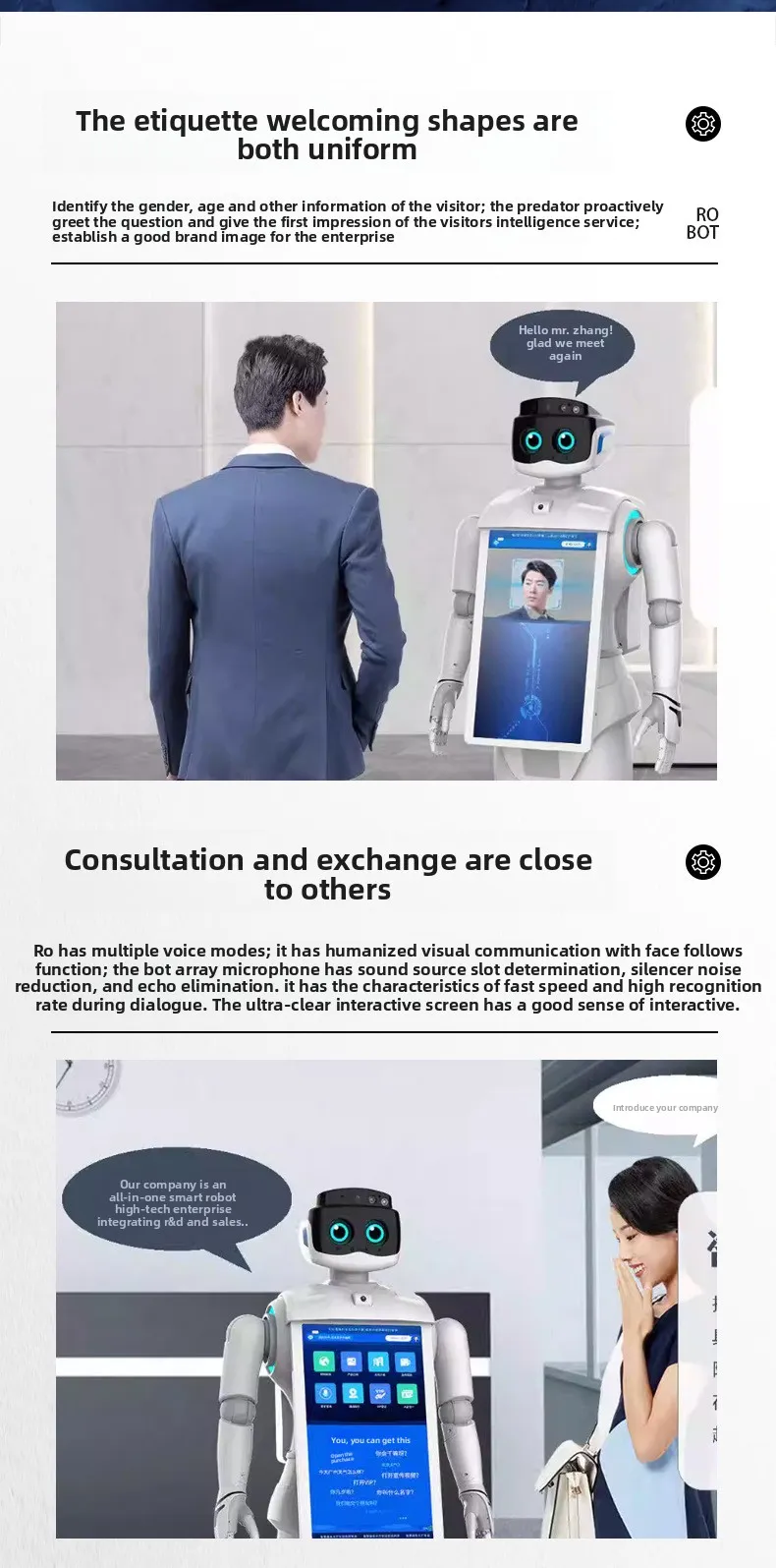 Robot Resepsionis Komersial Humanoid dengan Interaksi Suara, Panduan Selamat Datang, dan Iklan untuk Penerimaan Interaktif(Gambar2) Robot Resepsionis Komersial Humanoid dengan Interaksi Suara, Panduan Selamat Datang, dan Iklan untuk Penerimaan Interaktif(Gambar2)