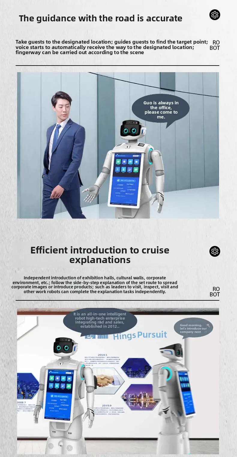Robot Resepsionis Komersial Humanoid dengan Interaksi Suara, Panduan Selamat Datang, dan Iklan untuk Penerimaan Interaktif(Gambar3) Robot Resepsionis Komersial Humanoid dengan Interaksi Suara, Panduan Selamat Datang, dan Iklan untuk Penerimaan Interaktif(Gambar3)