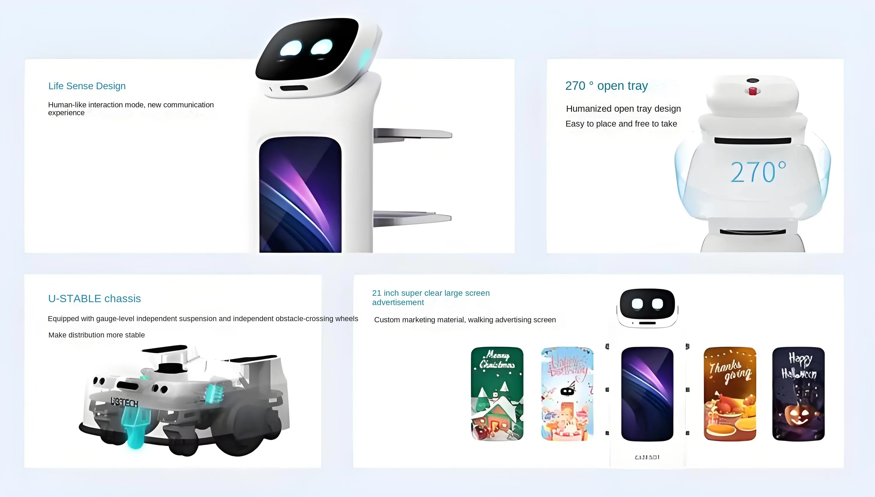 Youbao Multifunctional Service Robot for Hotel Restaurant Automatic Dinner Welcome Meal Delivery Advertising Marketing Features(Image2)