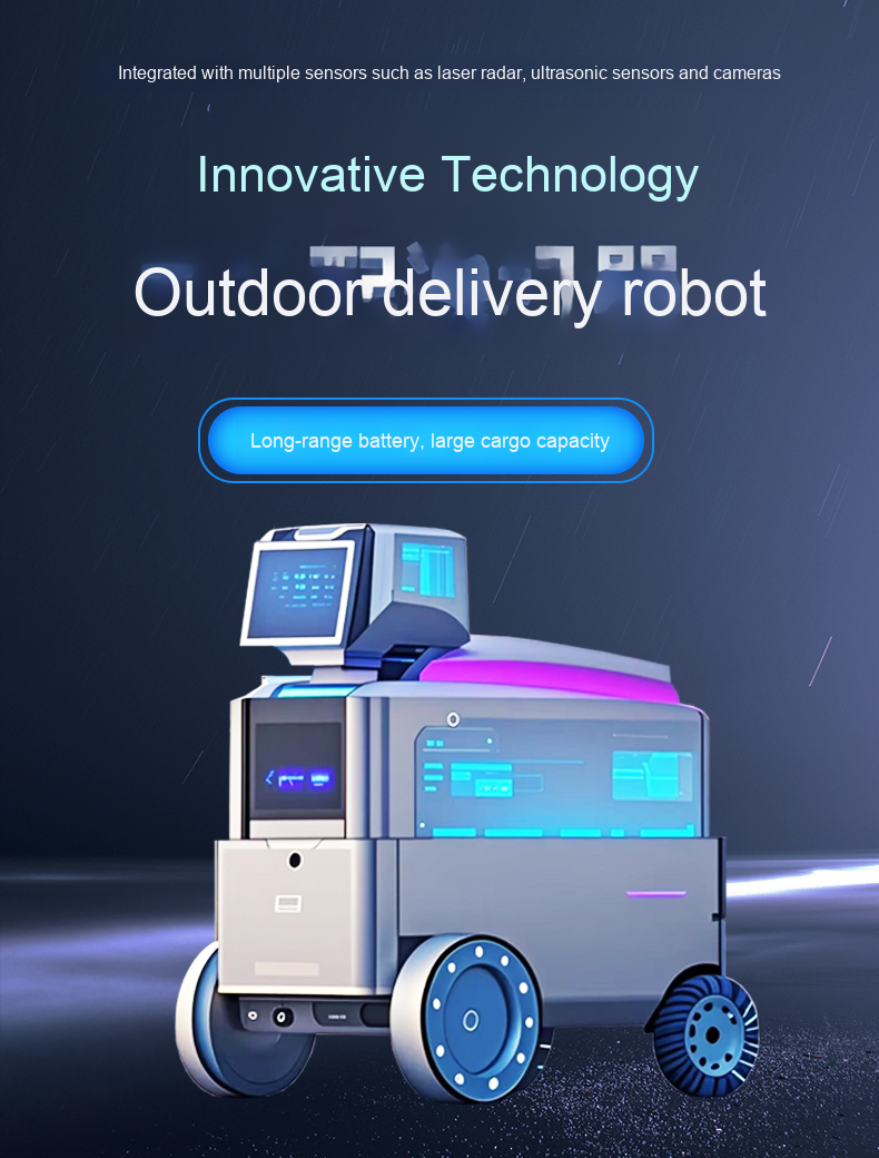 Robot Pengantar Tanpa Awak dengan Bantuan Suara AI Cerdas untuk Keamanan Luar Ruangan dan Layanan Multifungsi Komunitas(Gambar2) Intelligent AI Voice Mutual Assistance Unmanned Delivery Robot for Outdoor Security Multifunctional Community Service Courier(Image2)