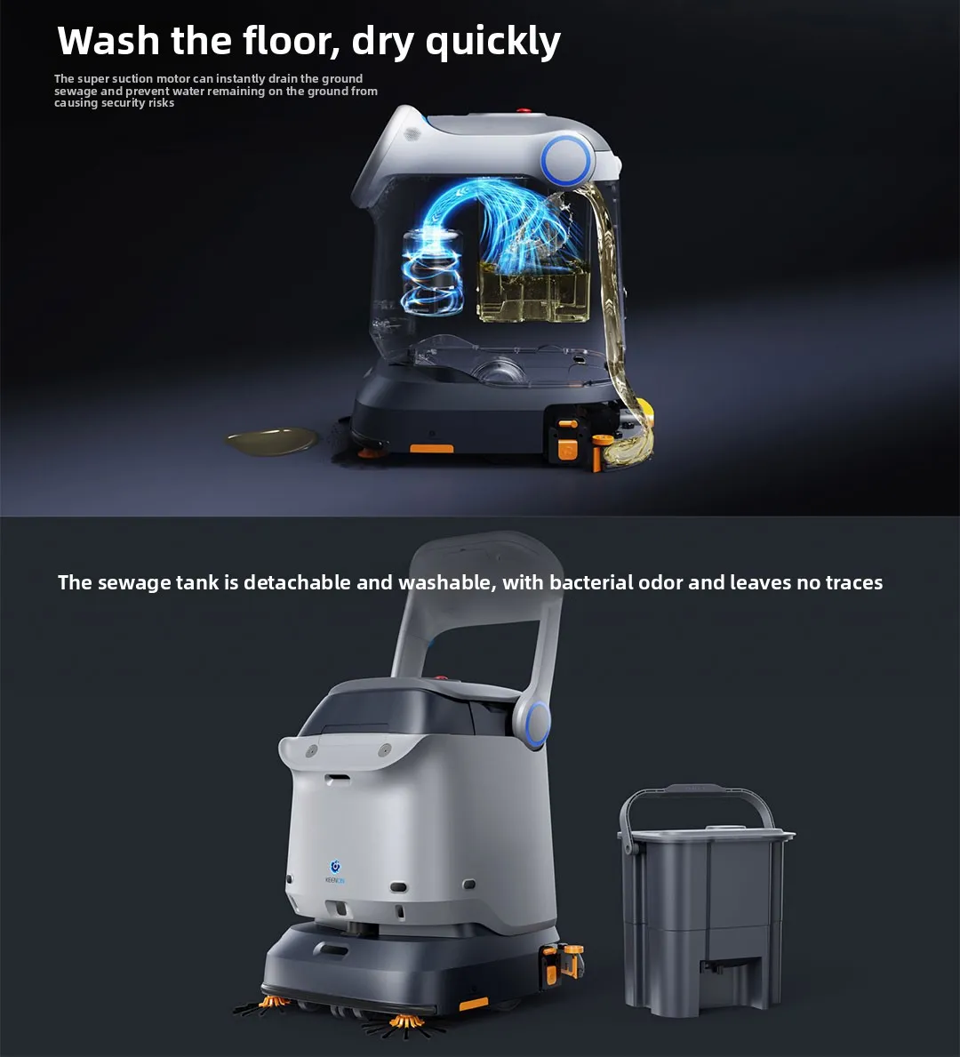 Robot Pembersih Cerdas Empat-Dalam-Satu Profesional untuk Gedung Kantor Kecil Menengah, Supermarket, Energi Puncak Tinggi(Gambar3) Professional Four-In-One Intelligent Cleaning Robot for Small Medium-Sized Office Buildings Supermarkets High Peak Energy(Image3)