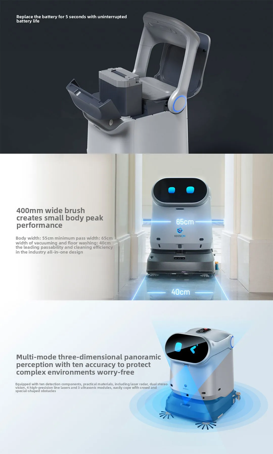 Robot Pembersih Cerdas Empat-Dalam-Satu Profesional untuk Gedung Kantor Kecil Menengah, Supermarket, Energi Puncak Tinggi(Gambar4) Professional Four-In-One Intelligent Cleaning Robot for Small Medium-Sized Office Buildings Supermarkets High Peak Energy(Image4)