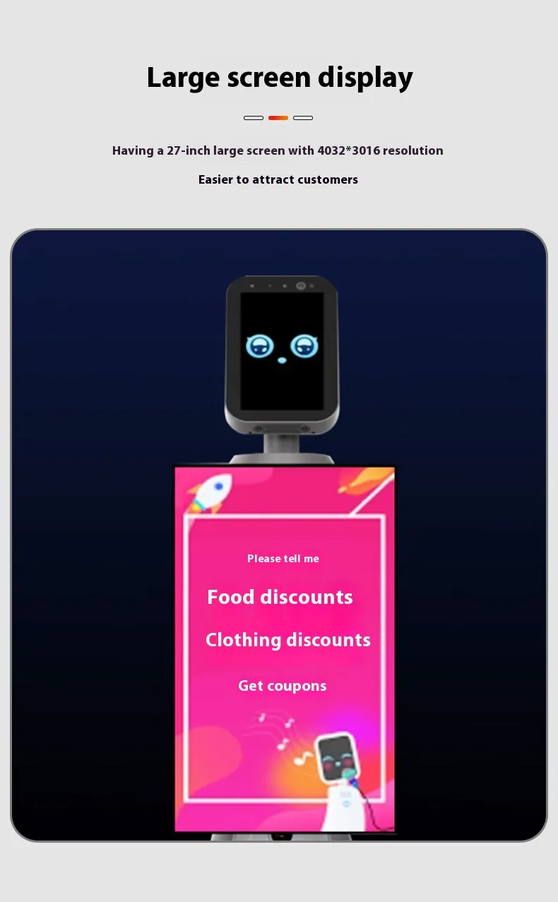 27-Inch Big Screen Display 6 Microphone Service Robot with Voice Interactive Welcome Feature Smart Reception Robot(Image2)